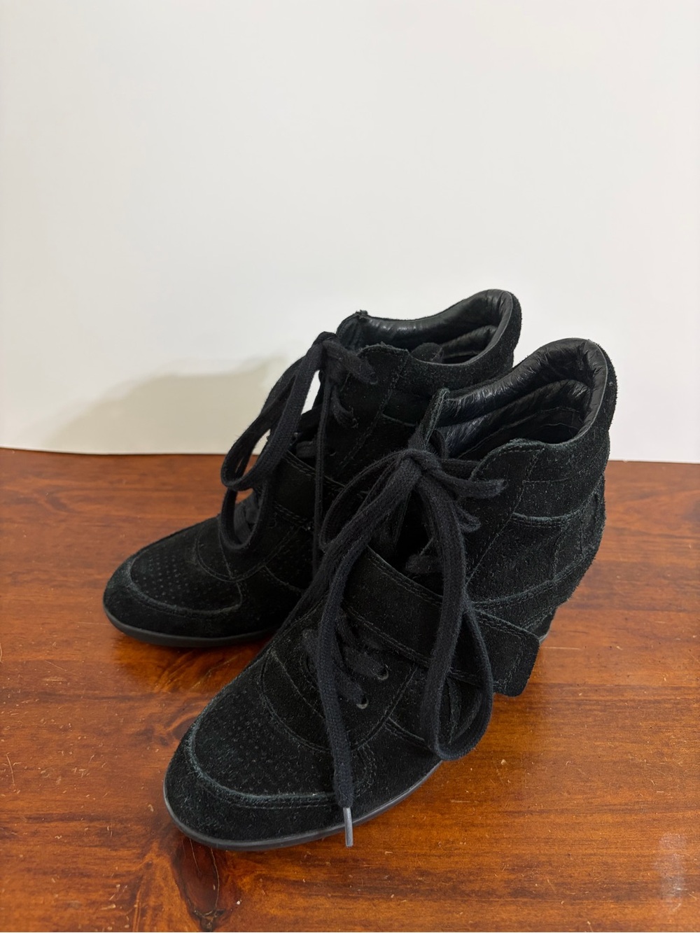 ASH Black Suede Hidden Wedge Sneaker Lace-Up EU 39/US 8